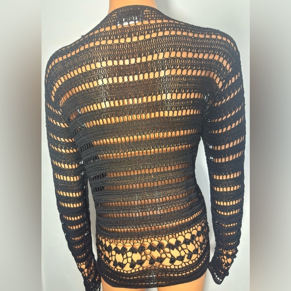 Chico's Black Open-Knit Cardigan - Picture 3 of 9